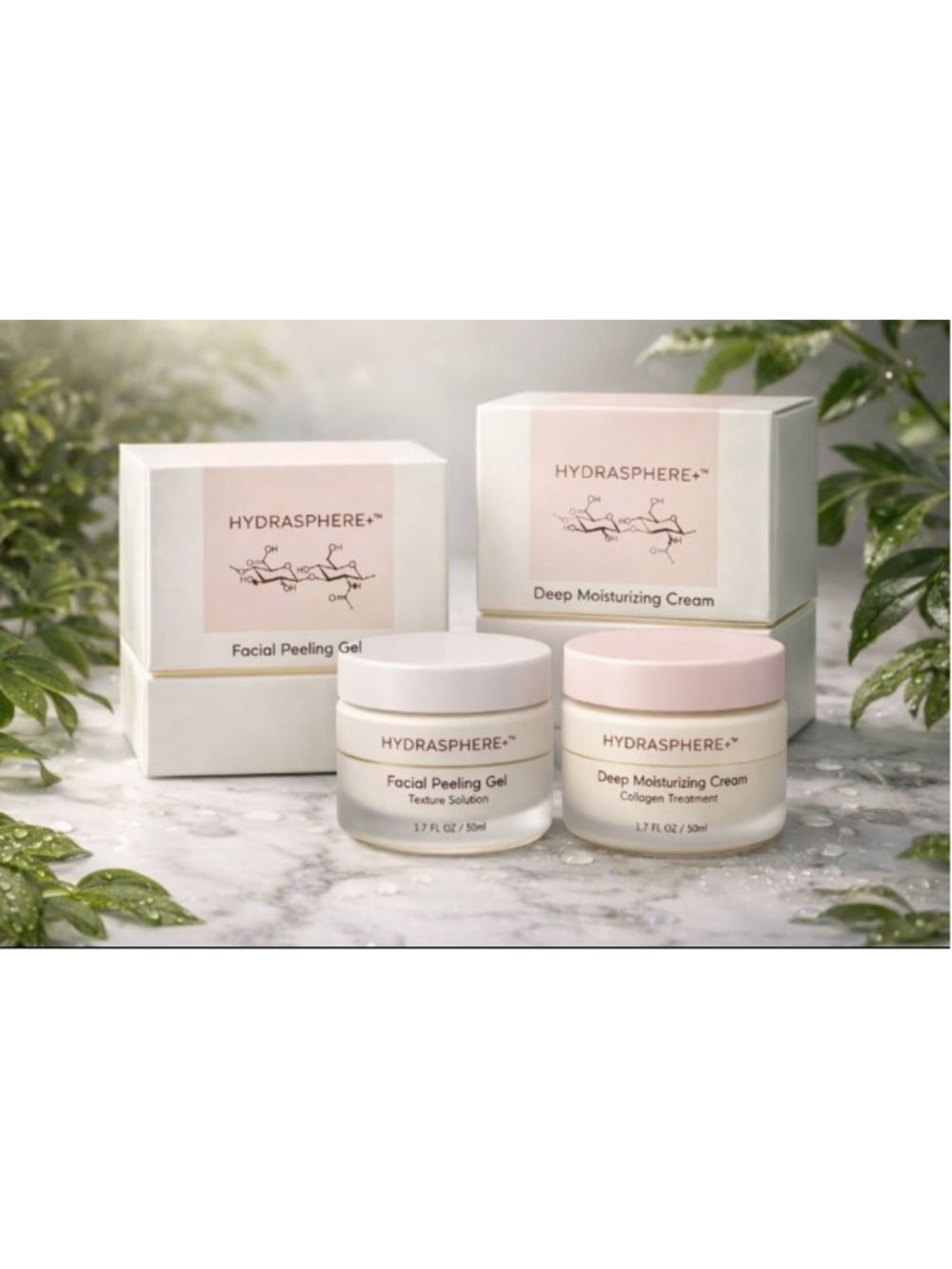 HydraSphere+ Skincare Set — Facial Peeling Gel & Deep Moisturizing Collagen Crea
